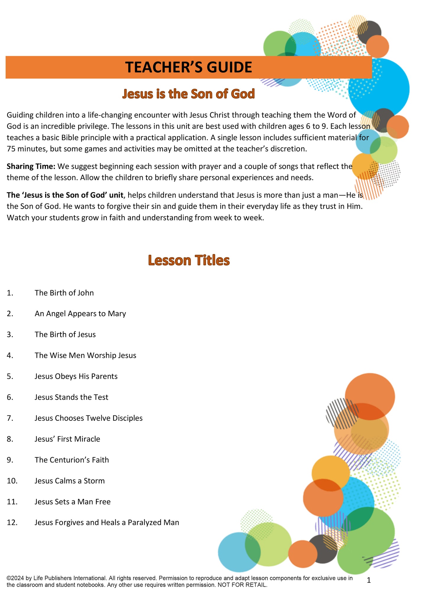 Life's Kids Lessons - Jesus is the Son of God