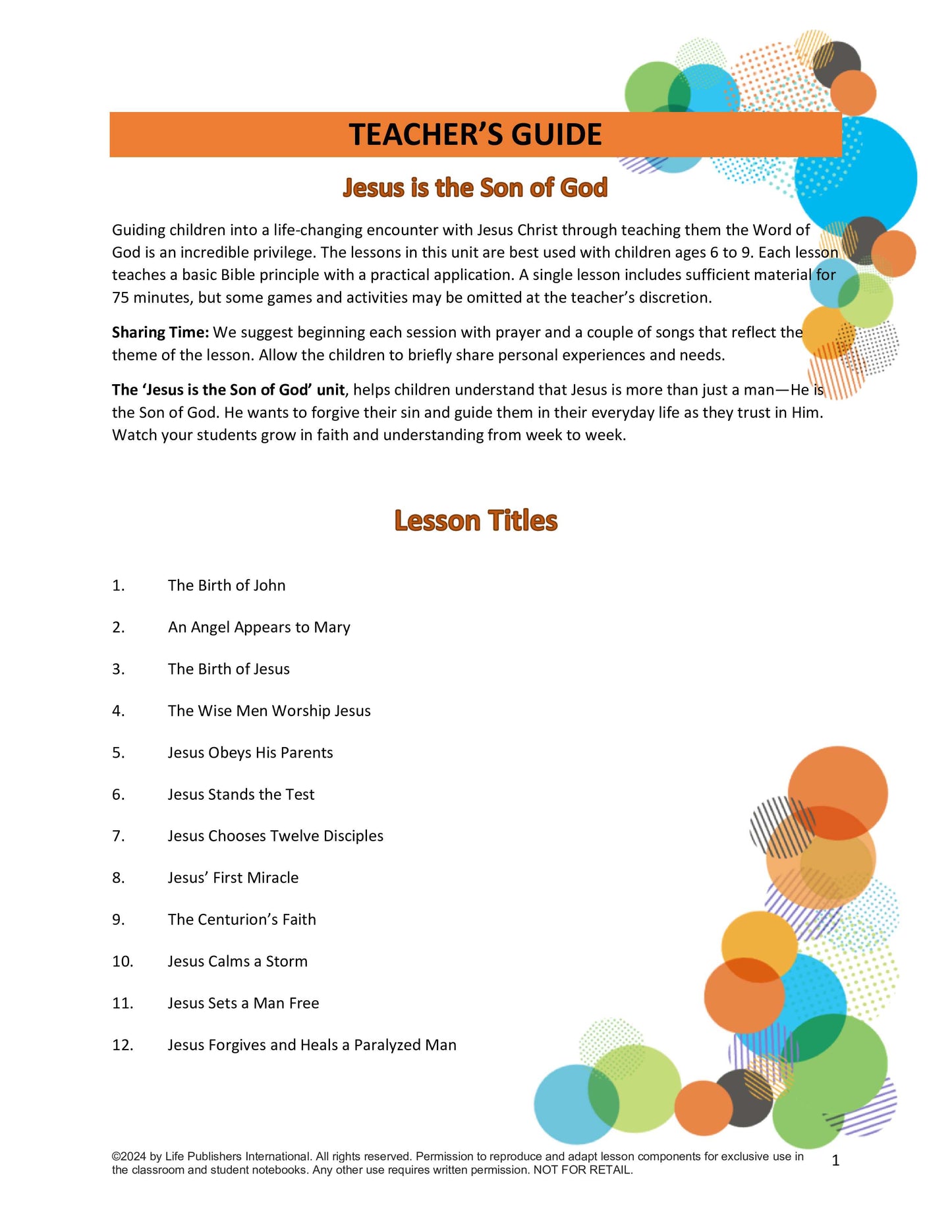 Life's Kids Lessons - Jesus is the Son of God